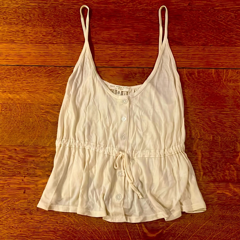 Beautiful Ecru Jersey Tank Blouse, by Truly Madly Deeply, Los Angeles.  Size XS